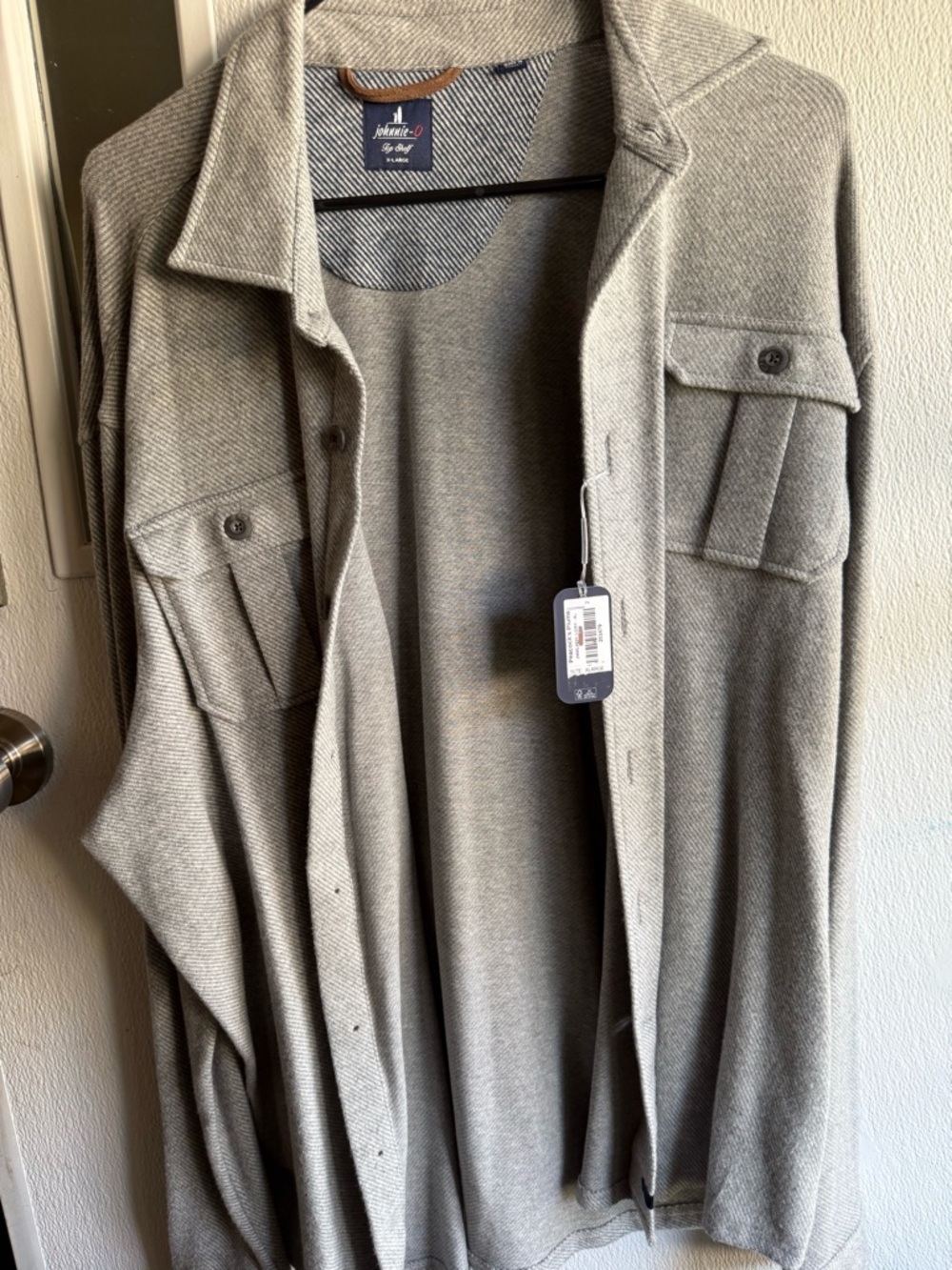 johnnie-O Light Gray Knit Shirt Jacket